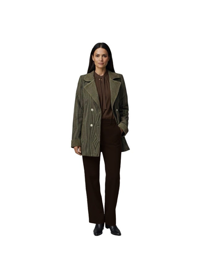 Smoky Egypt Smoky Suede Geo Print Quilted Jacket-Olive - Image 2